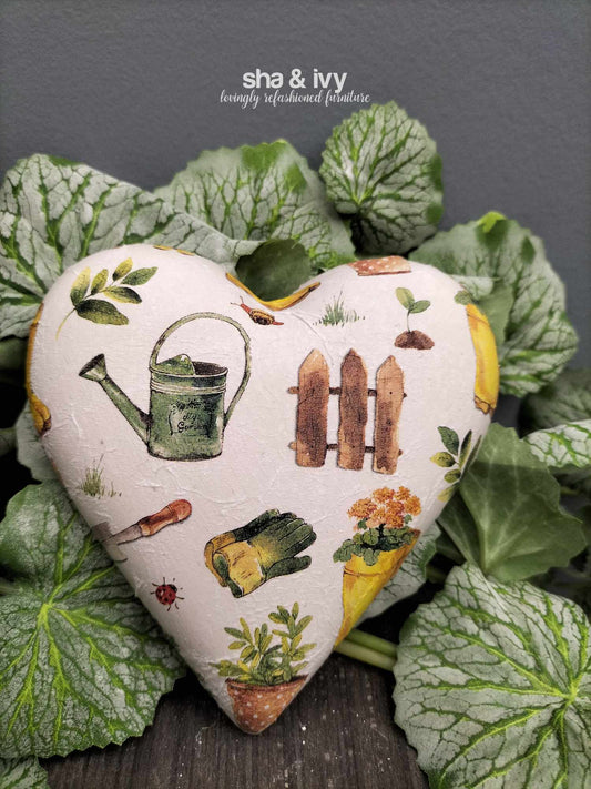 Decoupage hart - tuinieren