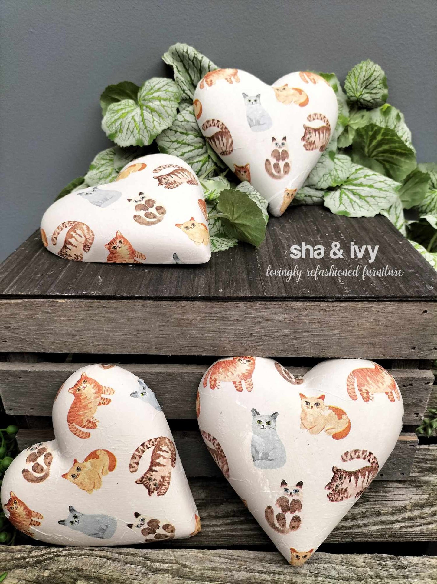 Decoupage hart - poesjes