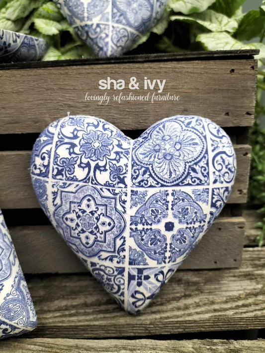 Decoupage hart - Blauw