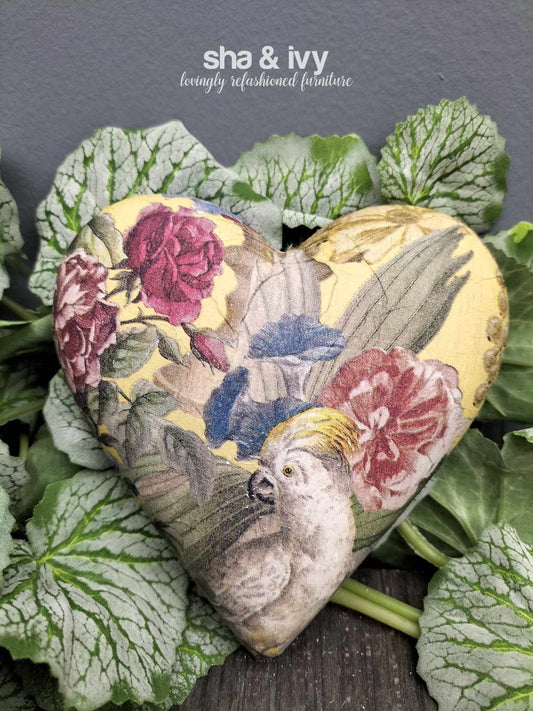 Decoupage hart - cockatoo