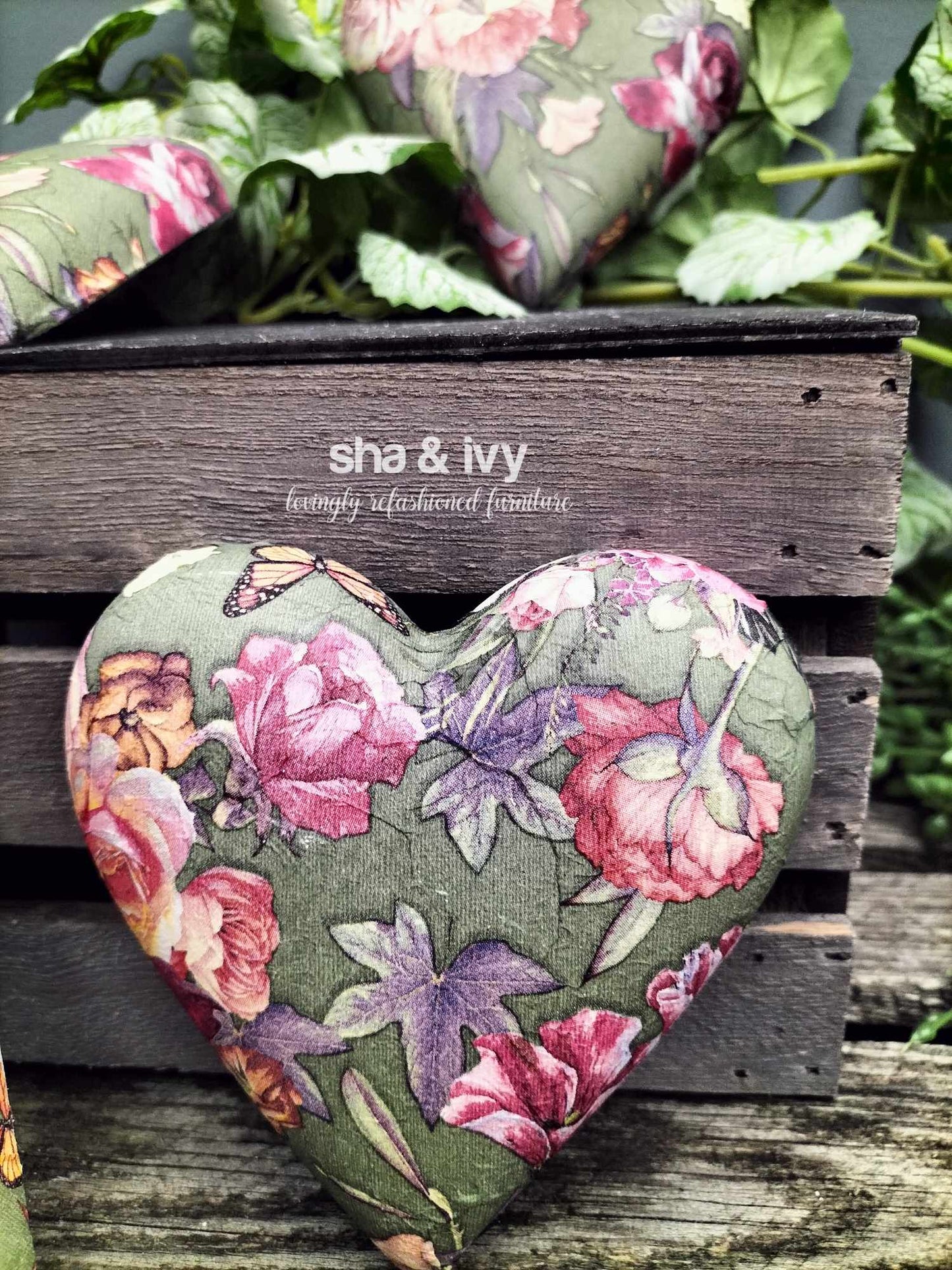 Decoupage hart - rozen