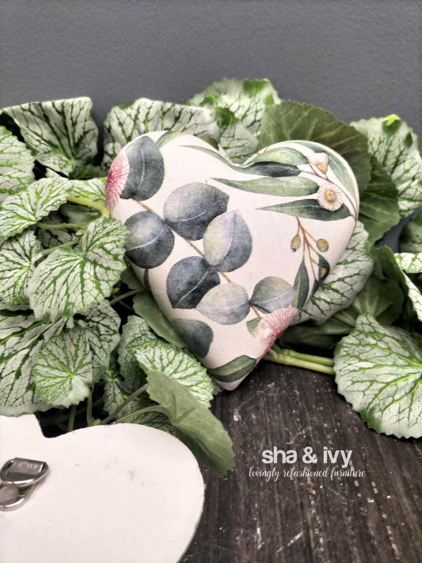 Decoupage hart - greenery