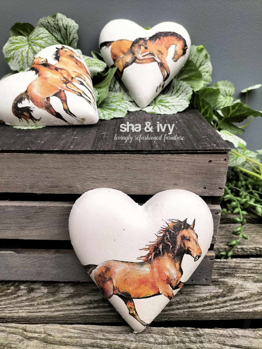 Decoupage hart - paarden