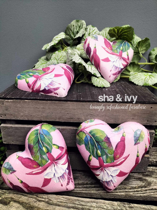 Decoupage hart - fuchsia roze