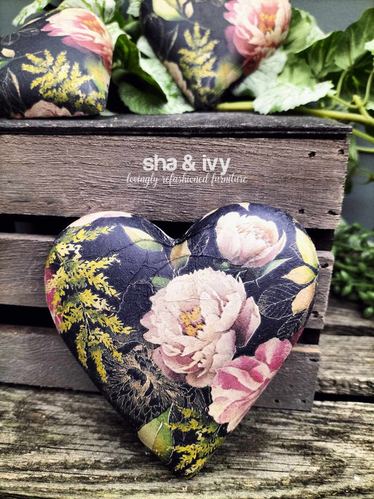 Decoupage hart - rozen tuin