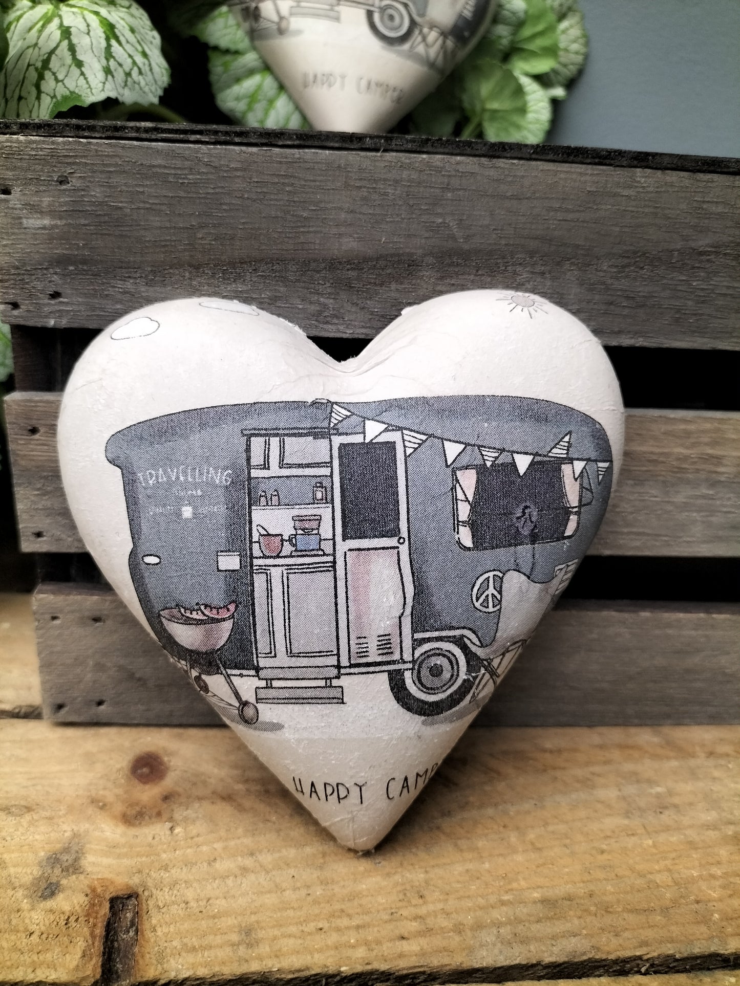 Decoupage hart - happy camper