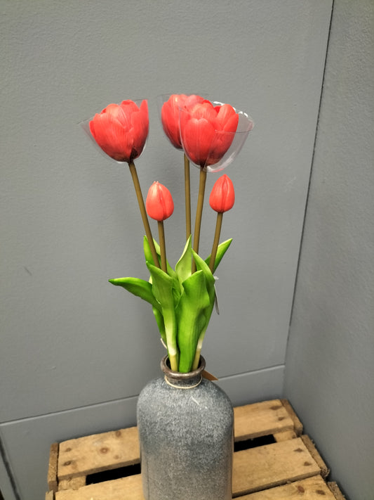 Real touch tulpen - rood x5, 44cm