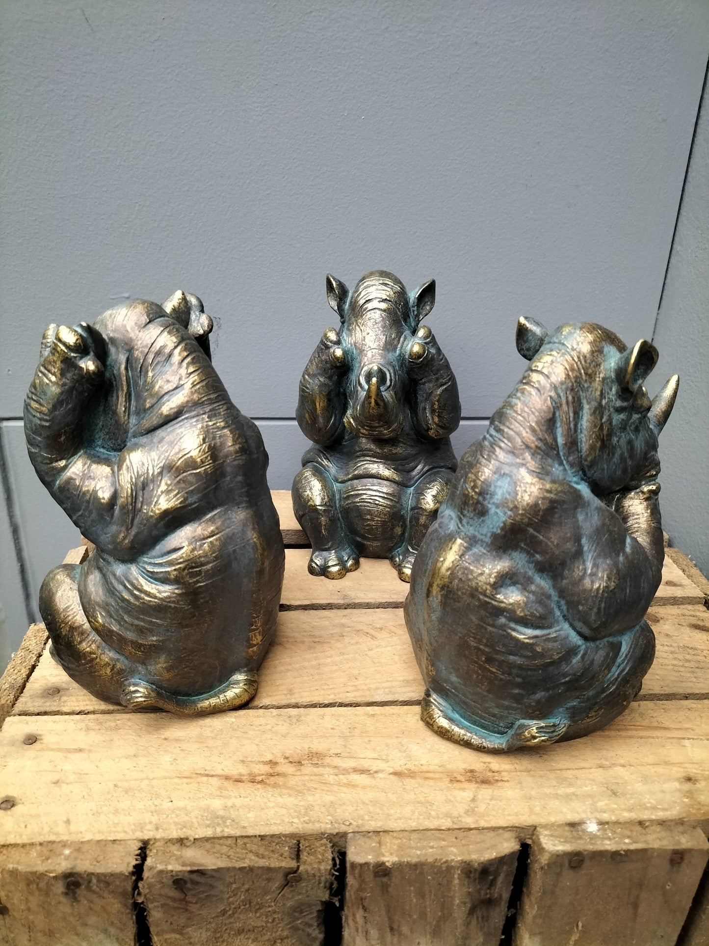 Horen, zien, zwijgen neushoorns - 20cm