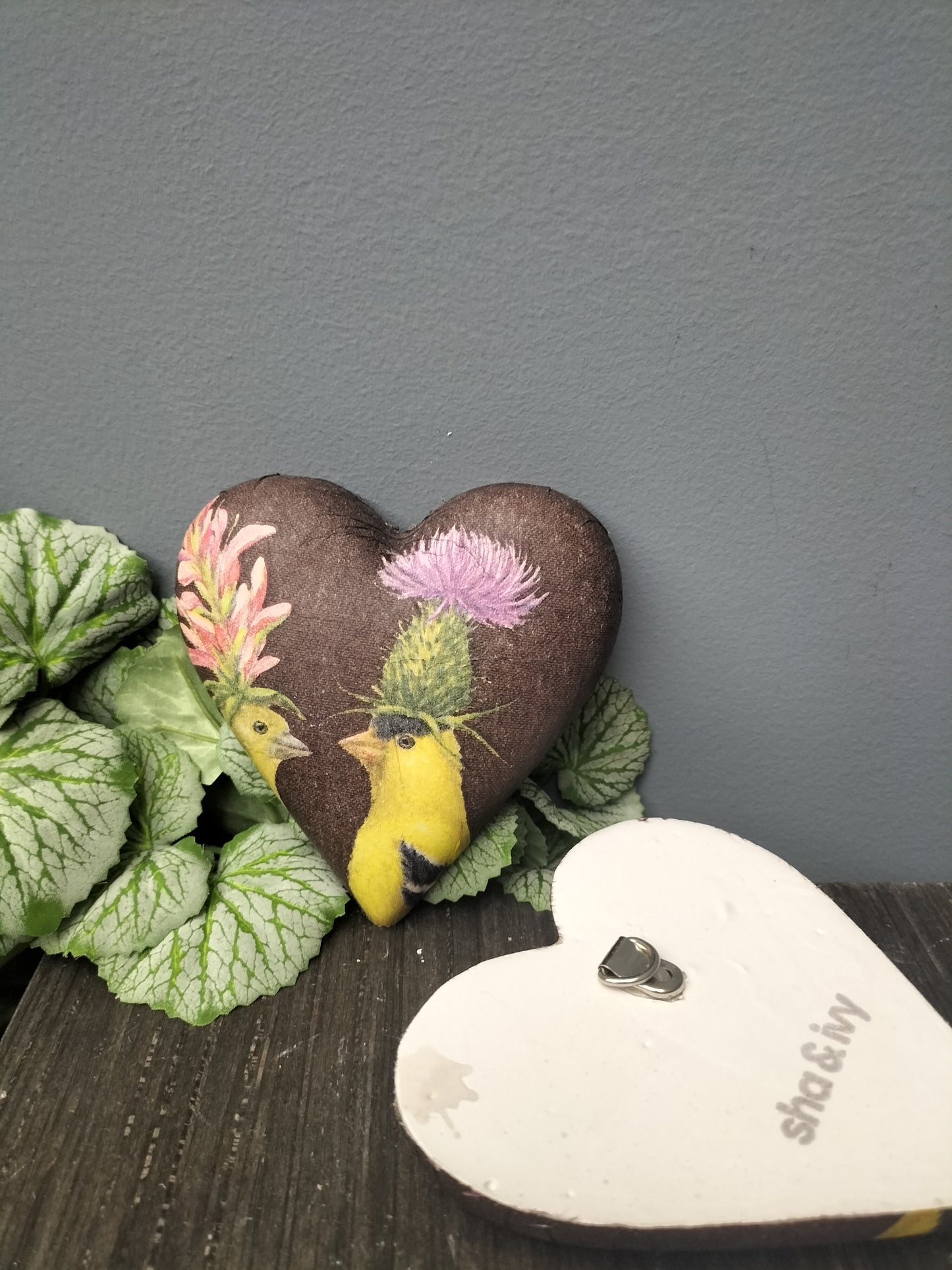 Decoupage hart - vogels met muts