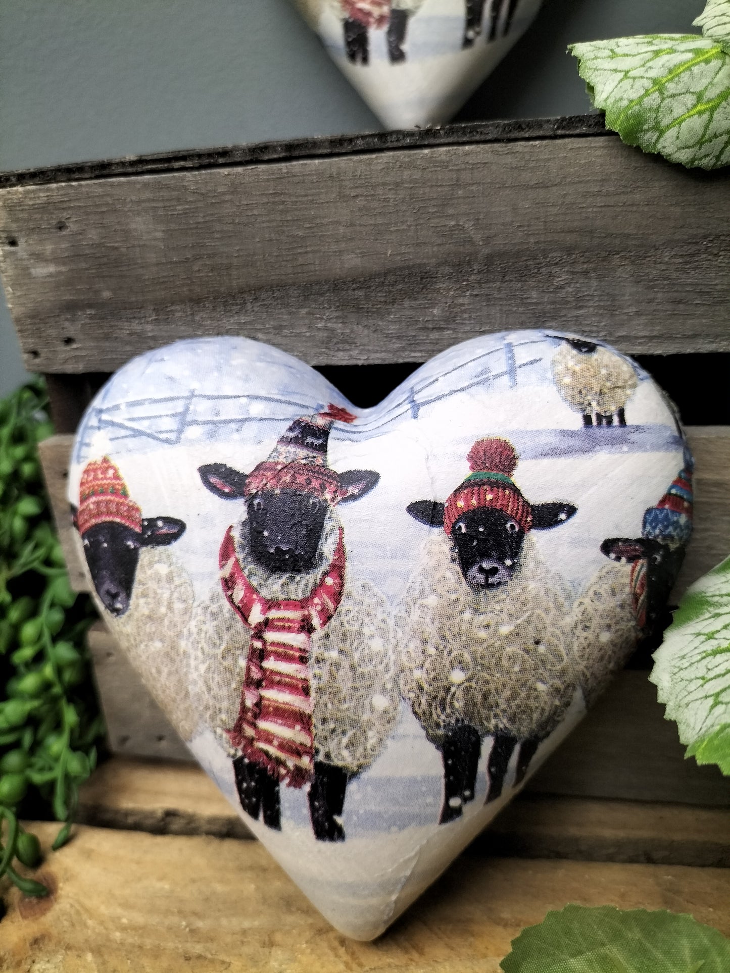 Decoupage hart - winter schapen