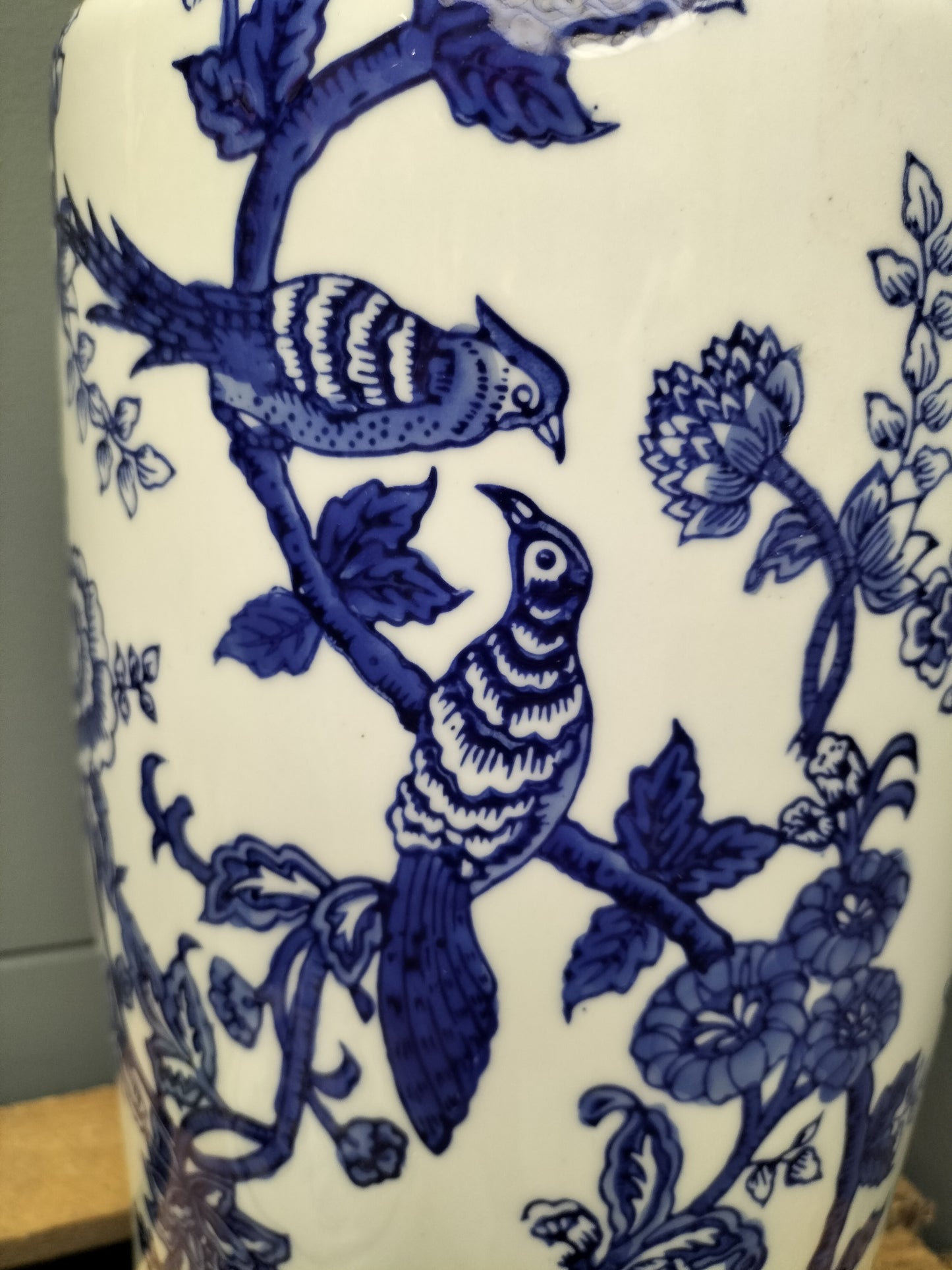 Urn/ vaas - blauw, wit, 40cm