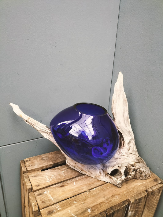 Glas op stronk - donker blauw, 50cm x 32cm