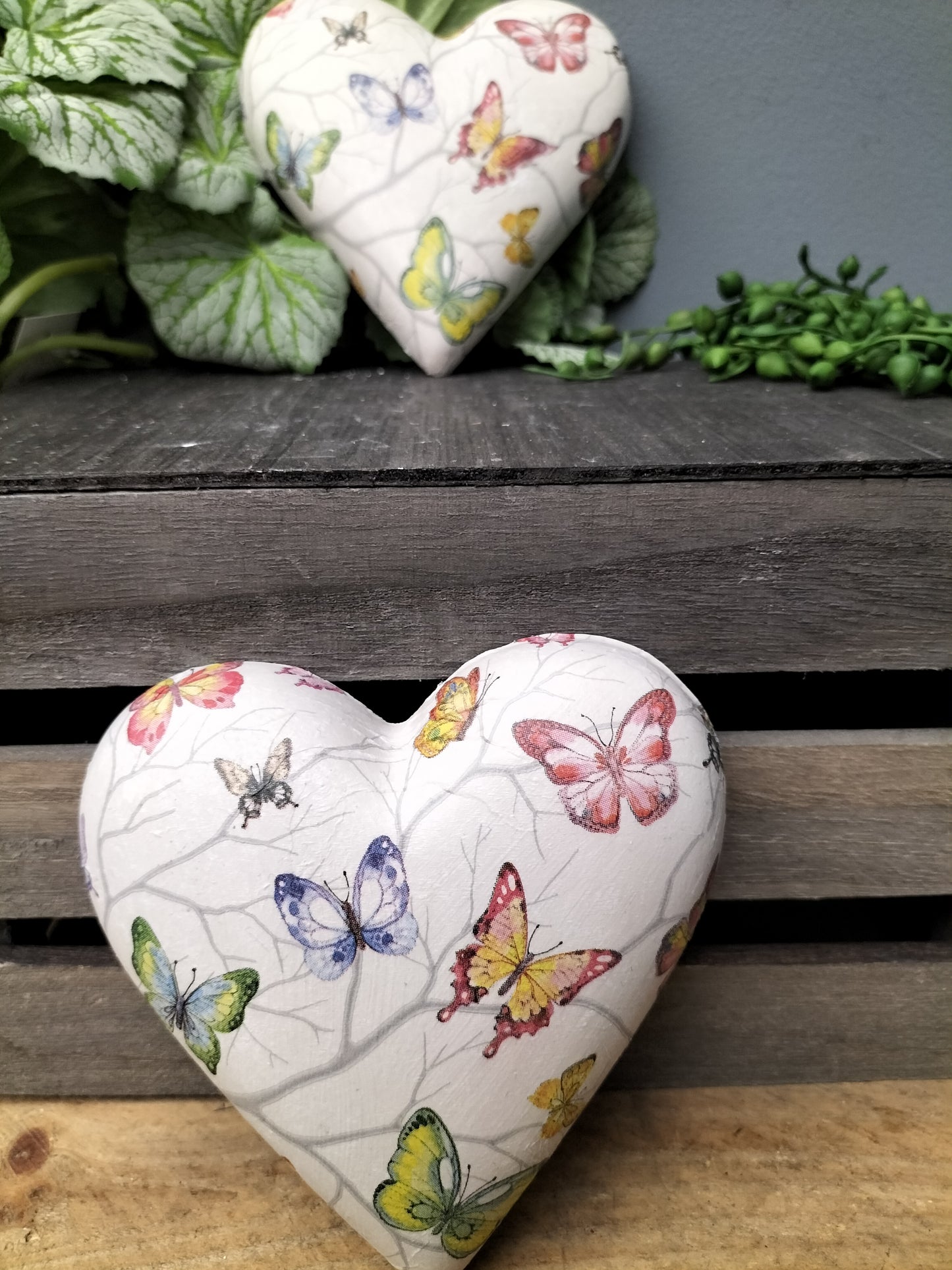 Decoupage hart - vlinders op tak