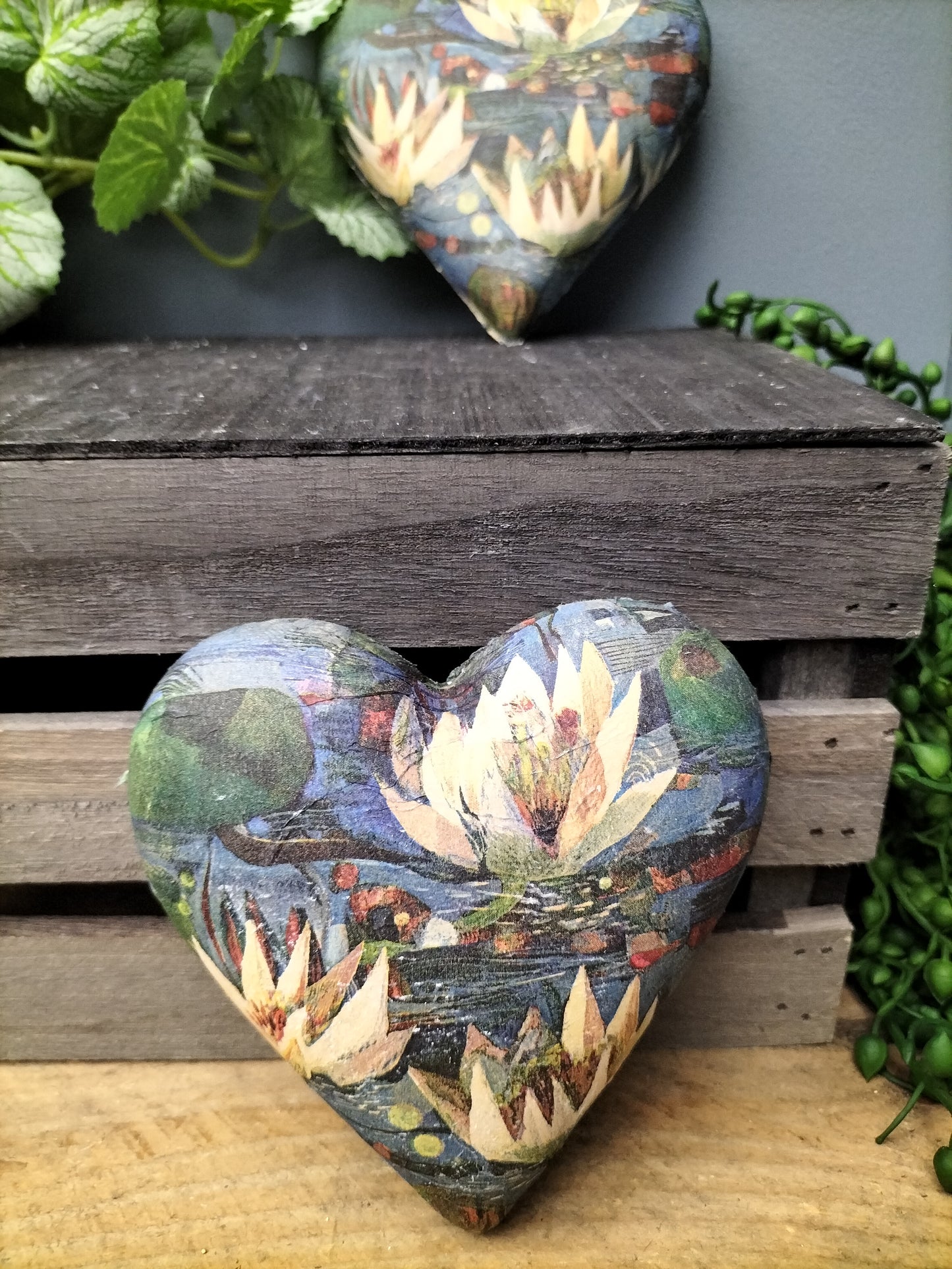 Decoupage hart - waterlelies