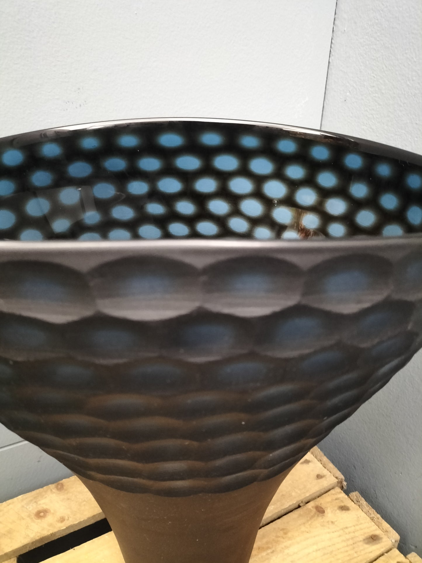 Glazen vaas - blauw, 33cmx26cmx38cm