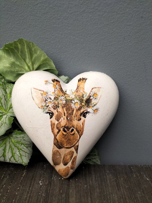 Decoupage hart - giraffe