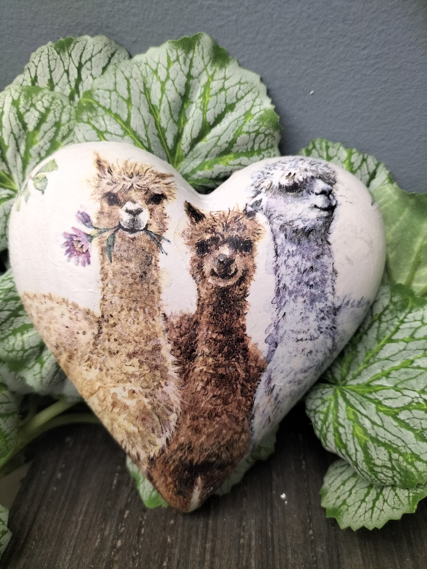 Decoupage hart - alpacas