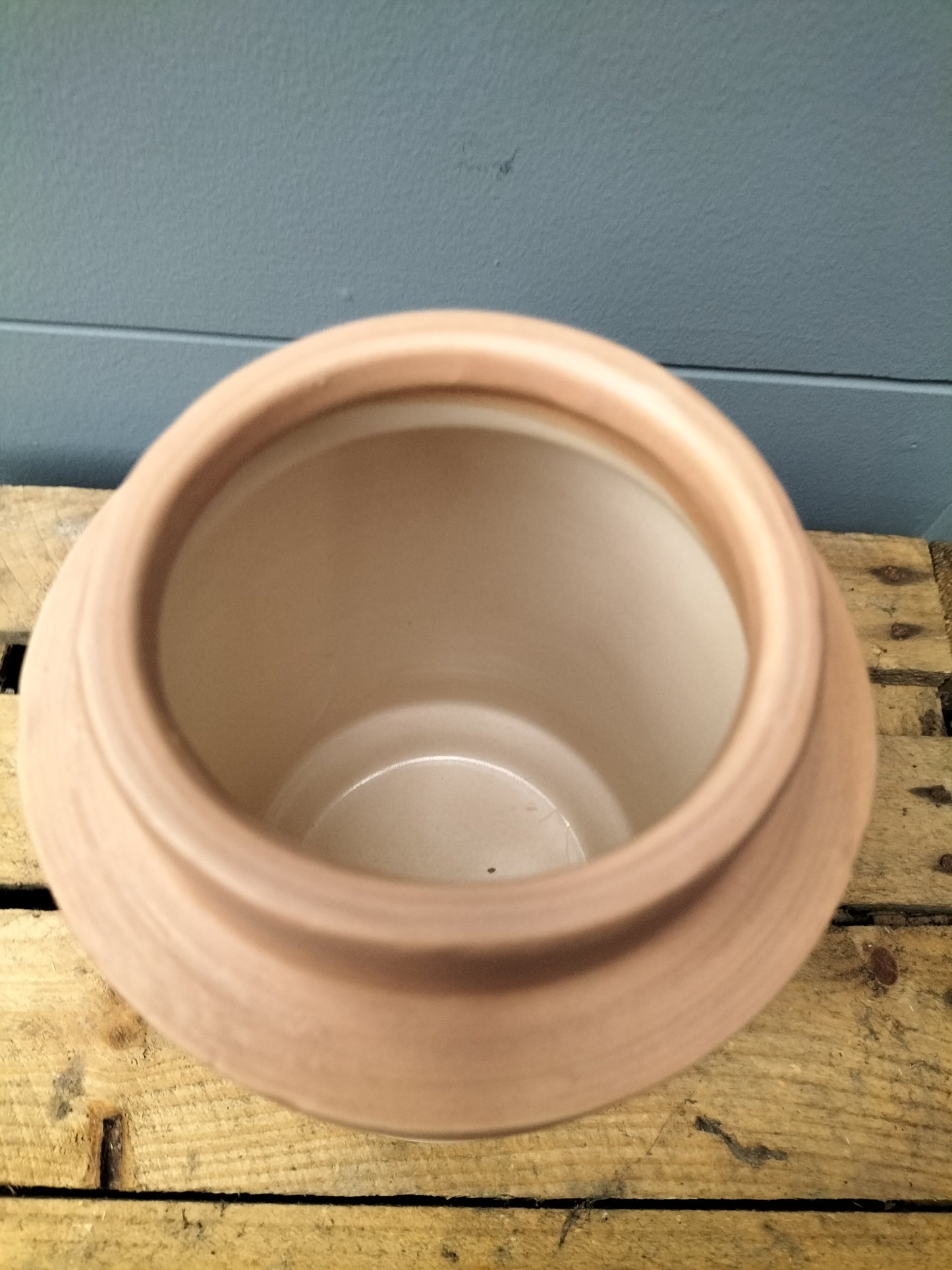 Terracotta/ witte vaas - klein