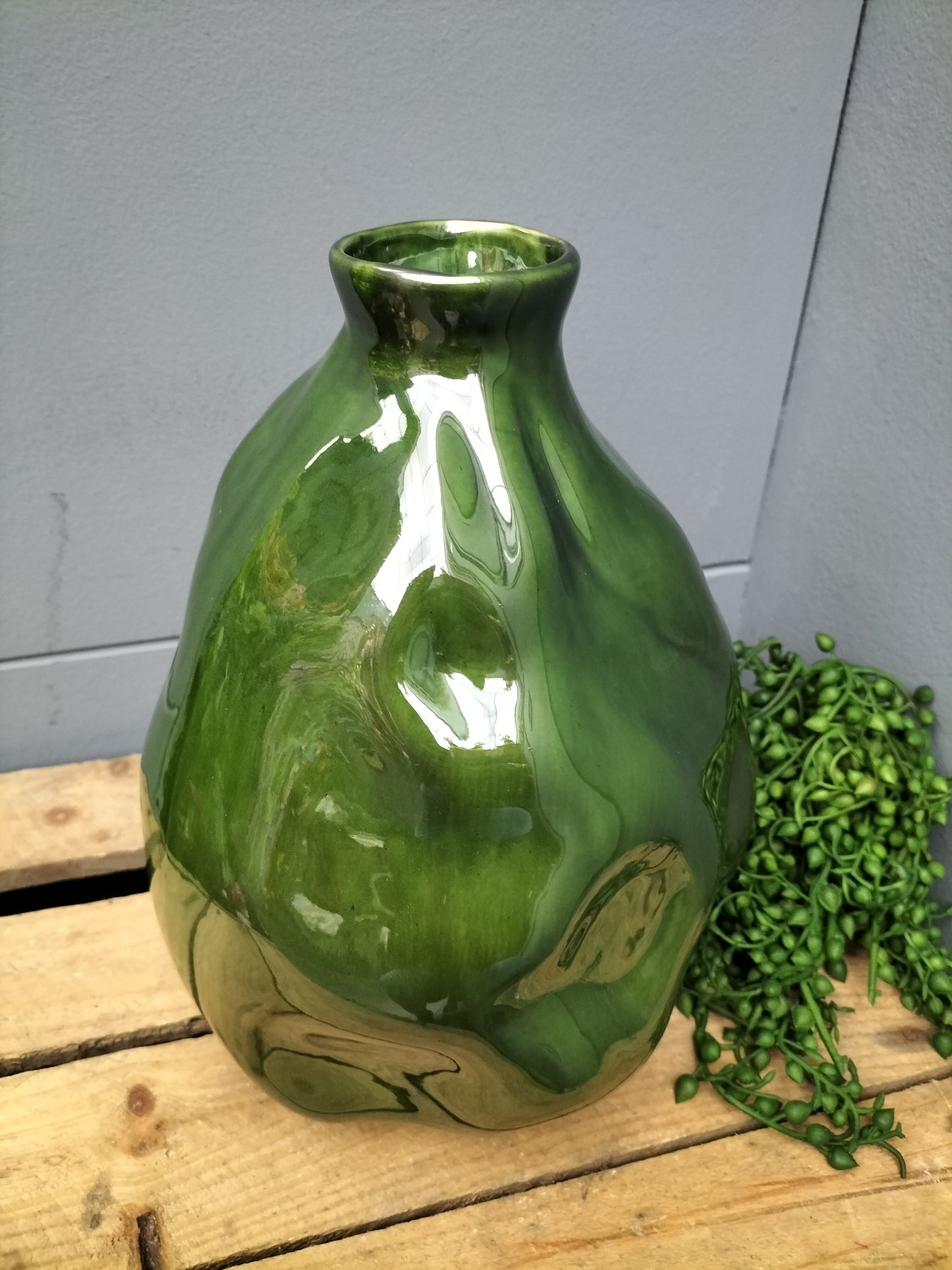 Pottery vaas - groen, 25.5cm