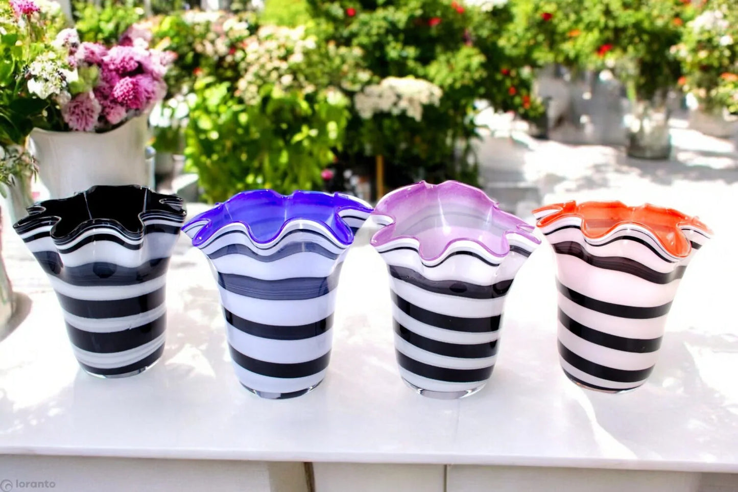 Zebra vaas - 20cm,  blauw, paars