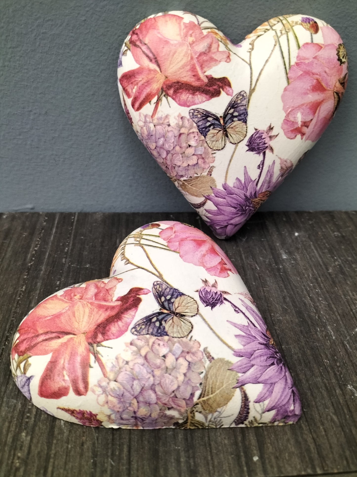 Decoupage hart - pastel vlinder