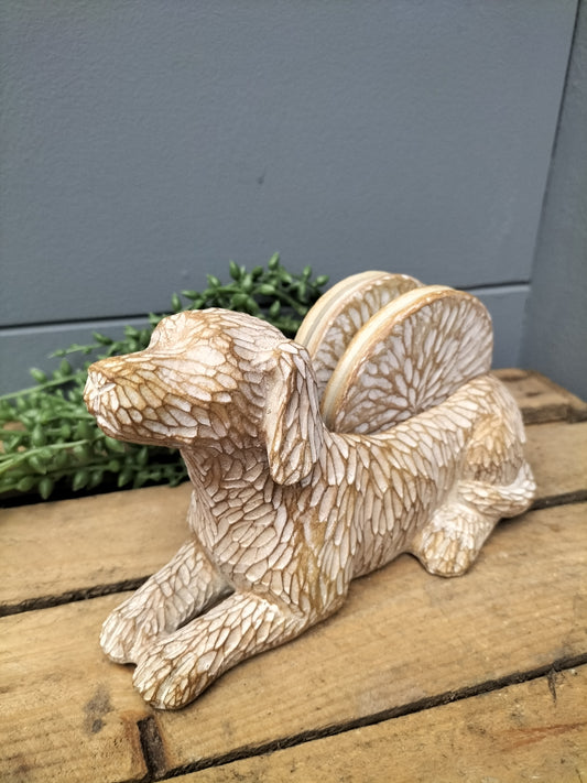 Poly resin hond met onderzetters