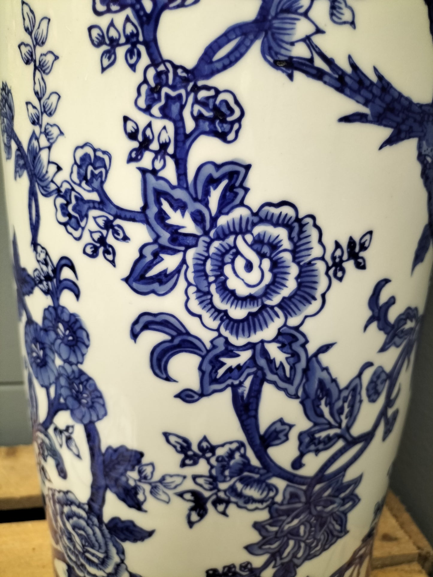 Urn/ vaas - blauw, wit, 40cm