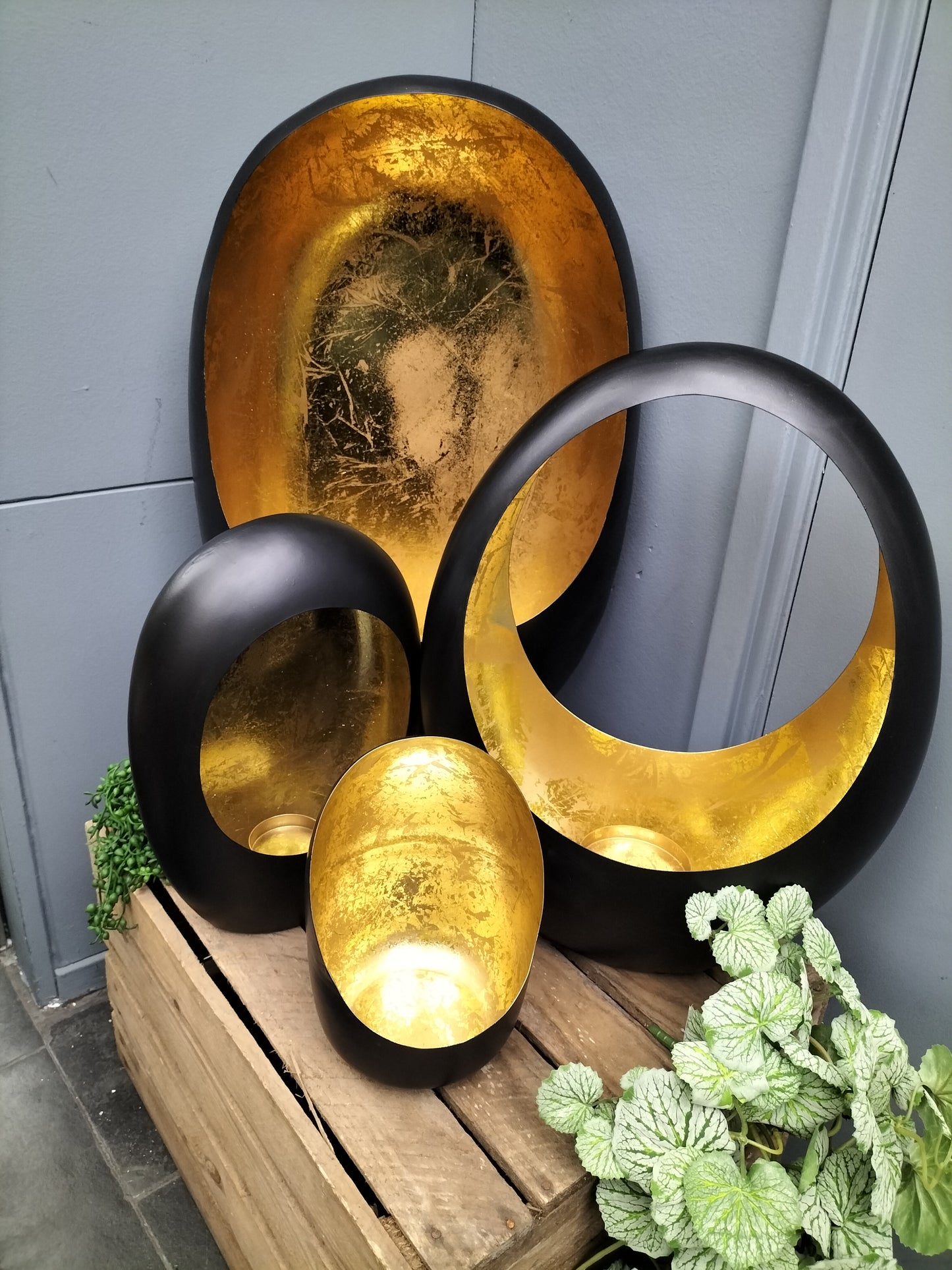 Kaarsen/ planten houder - ijzer, goud/ zwart, 20cm, 30cm, 45cm, 60cm