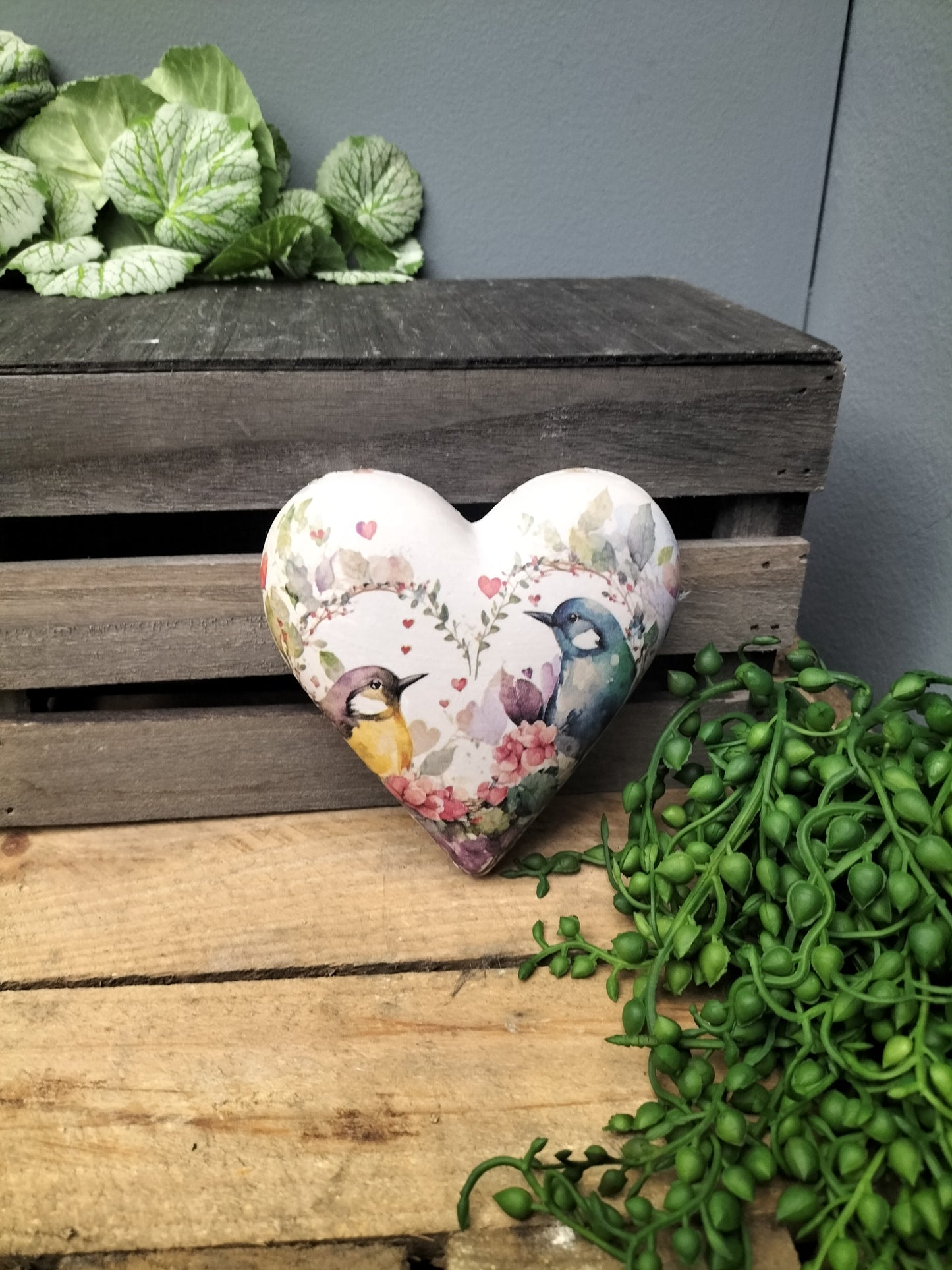 Decoupage hart - love birds