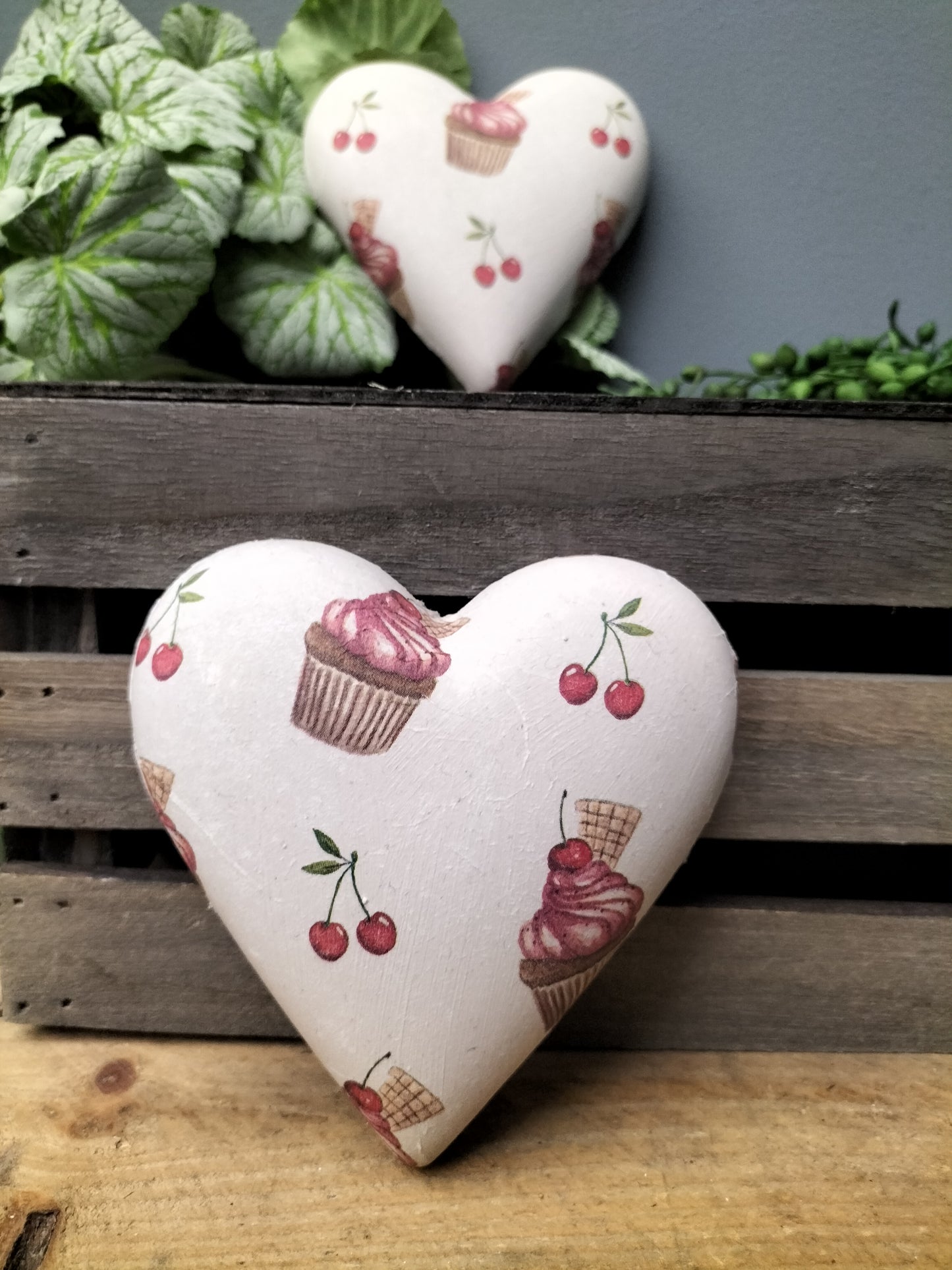 Decoupage hart - cupcakes