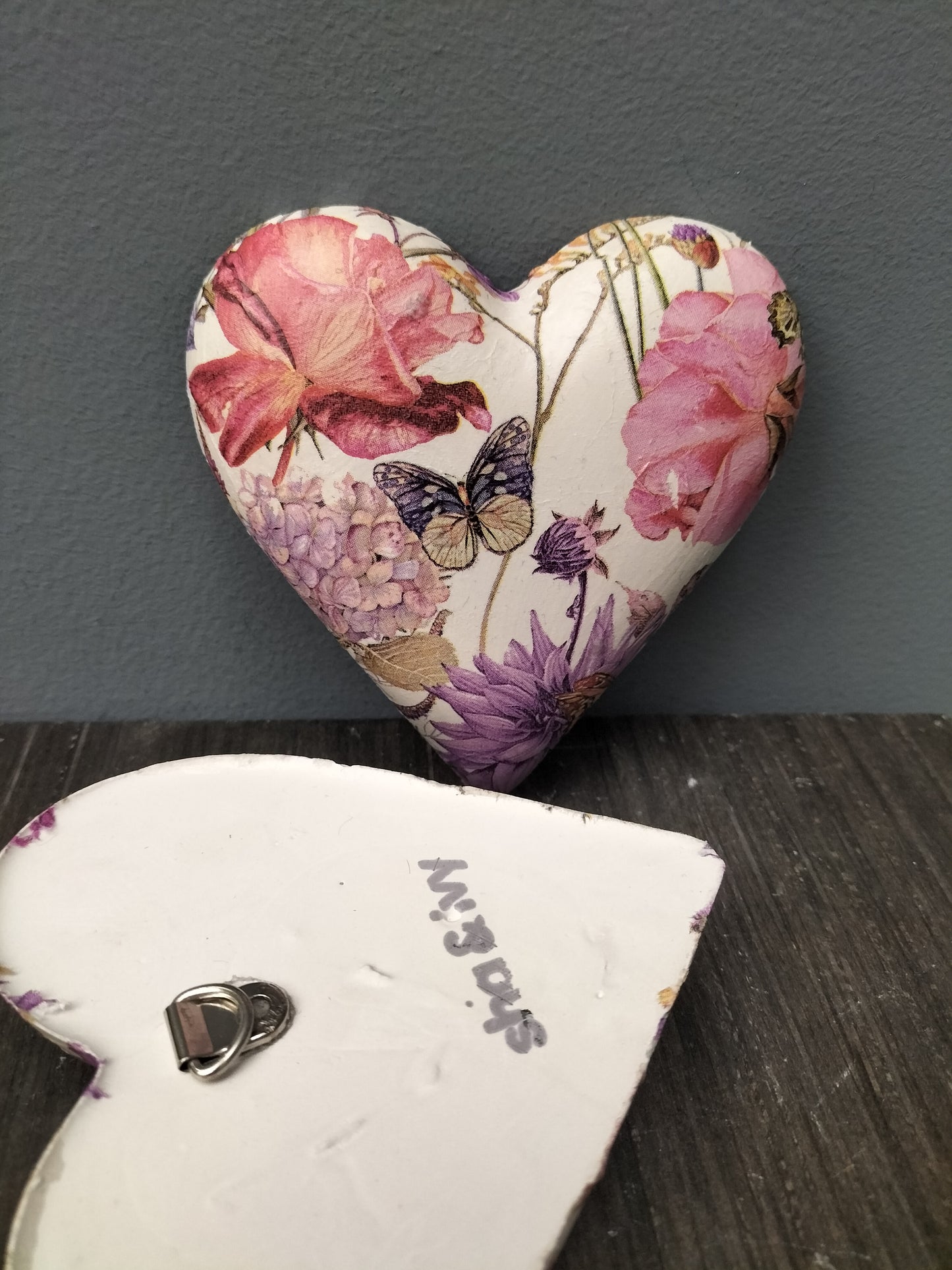 Decoupage hart - pastel vlinder