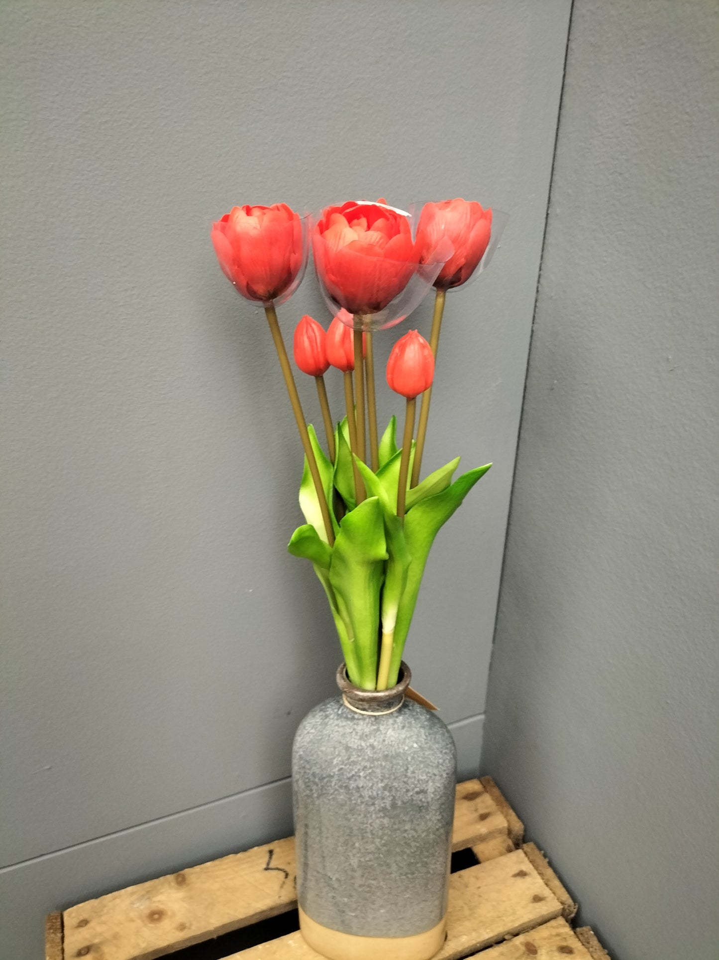 Real touch tulpen - rood x7, 44cm