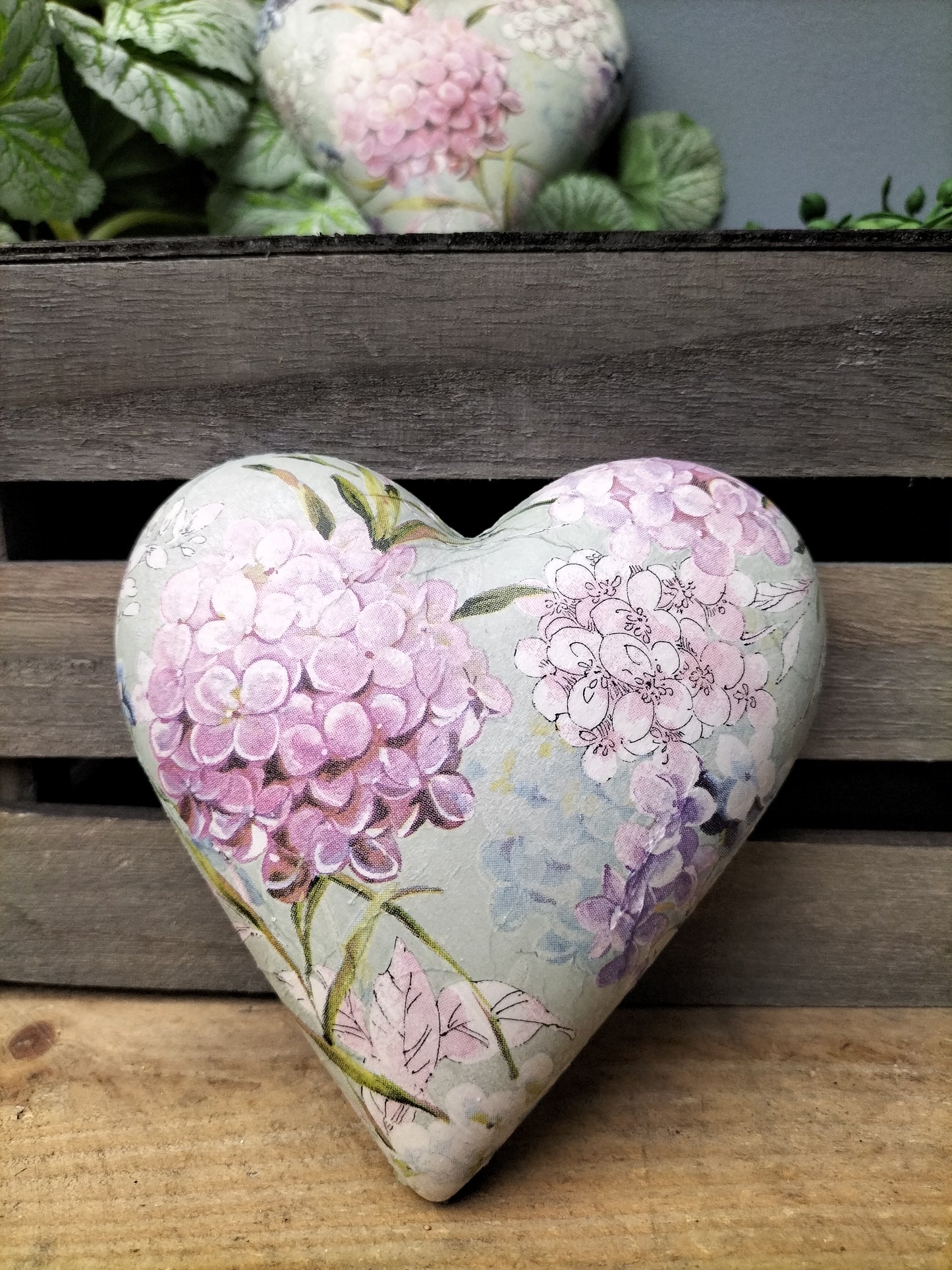 Decoupage hart - hortensia groen