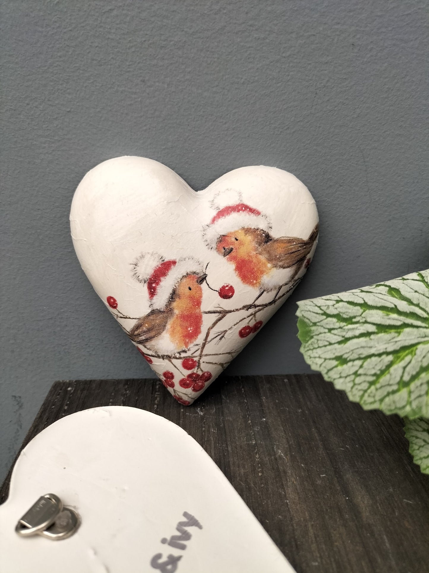 Decoupage hart - roodborstjes