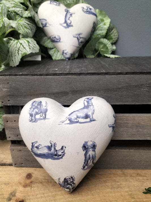 Decoupage hart - teckels blauw