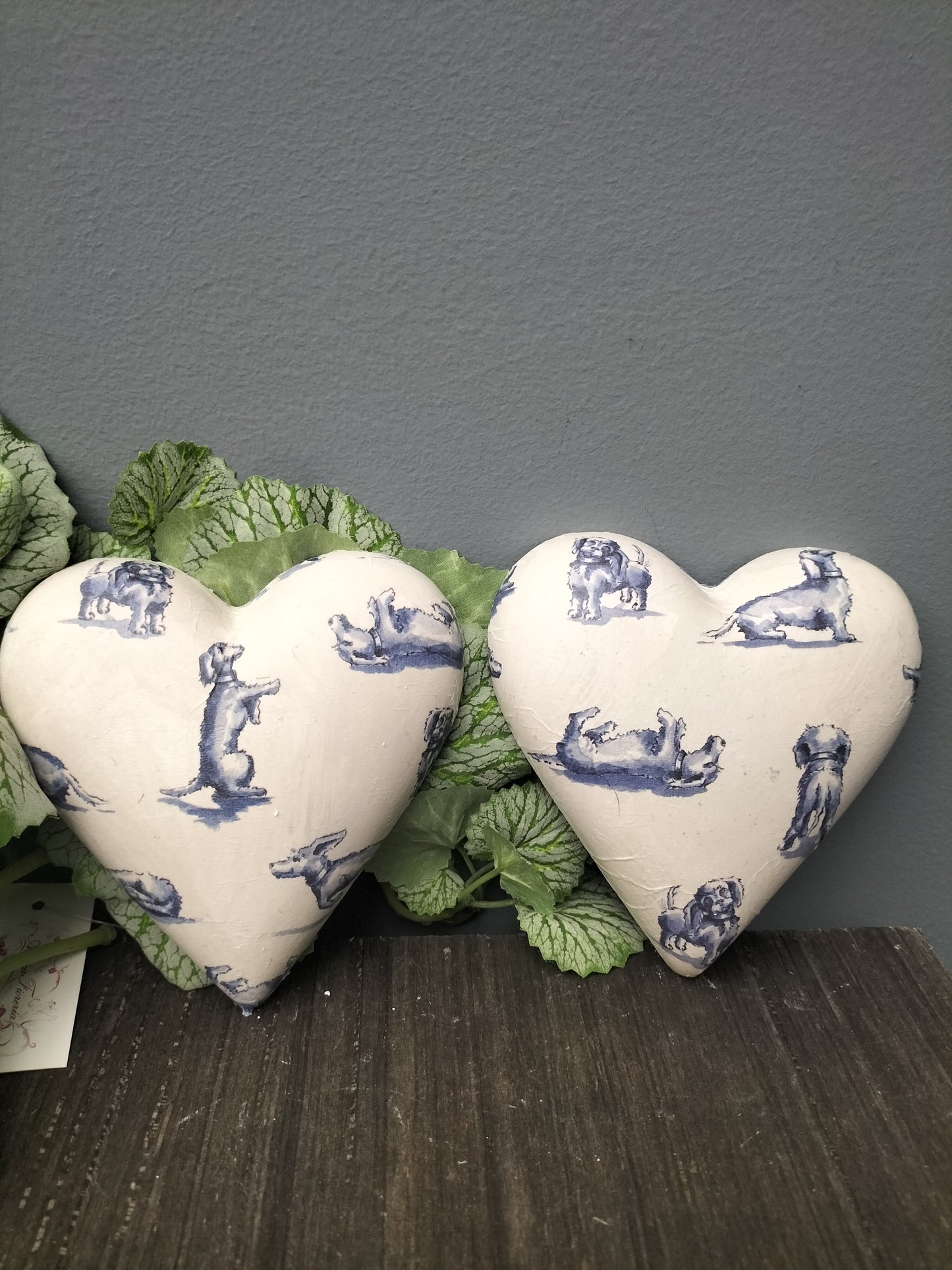 Decoupage hart - teckels blauw