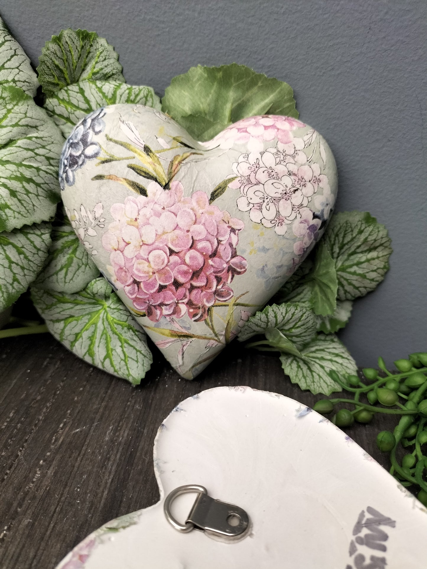 Decoupage hart - hortensia groen