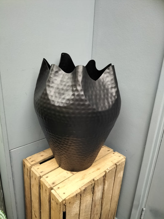 Metalen vaas/ bloempot, zwart 33cmx33cmx46cm