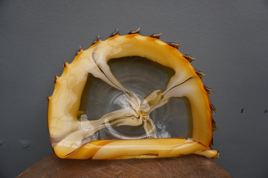 Oester schaal - transparant/oker, 40cm