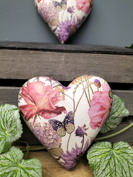 Decoupage hart - pastel vlinder