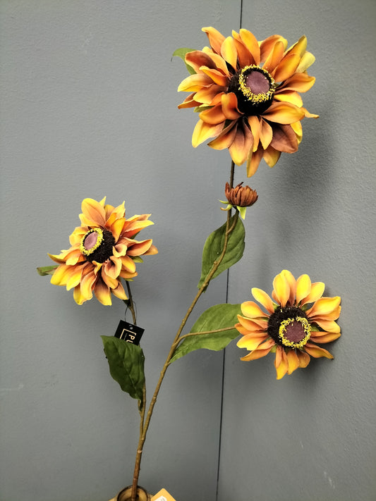 Zinnia spray - amber, 80cm