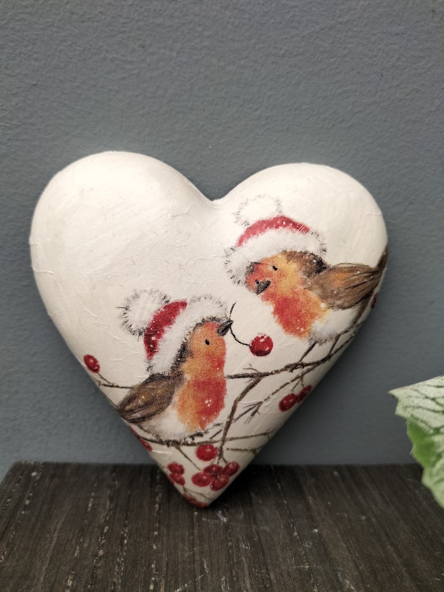 Decoupage hart - roodborstjes