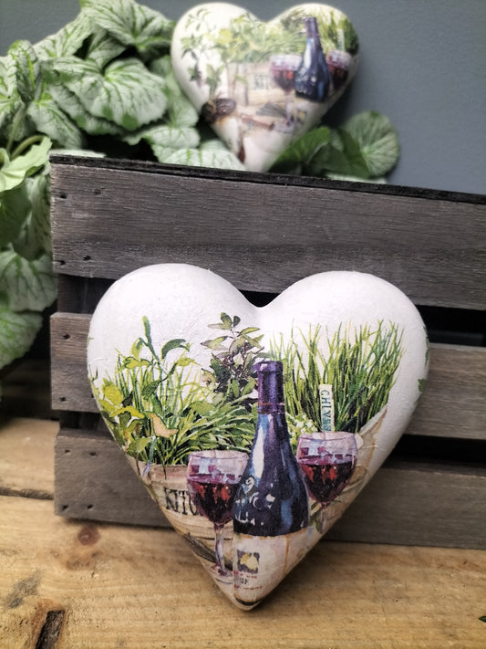 Decoupage hart - wijn