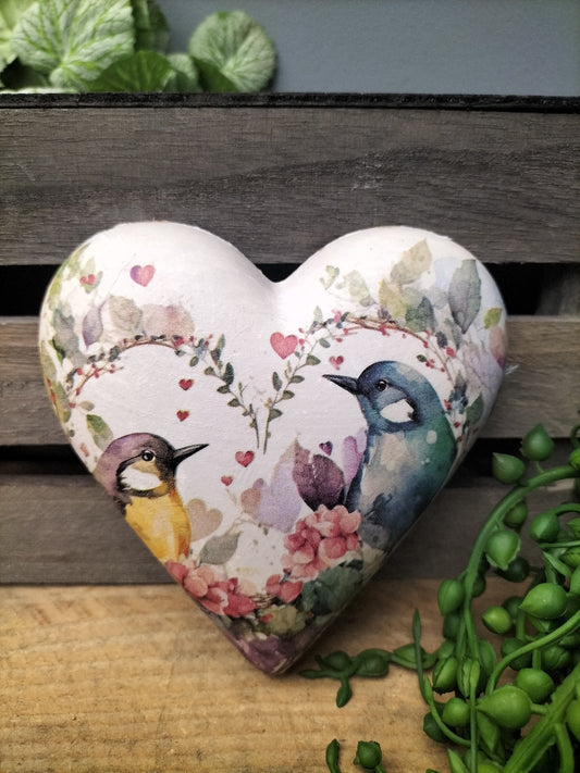 Decoupage hart - love birds