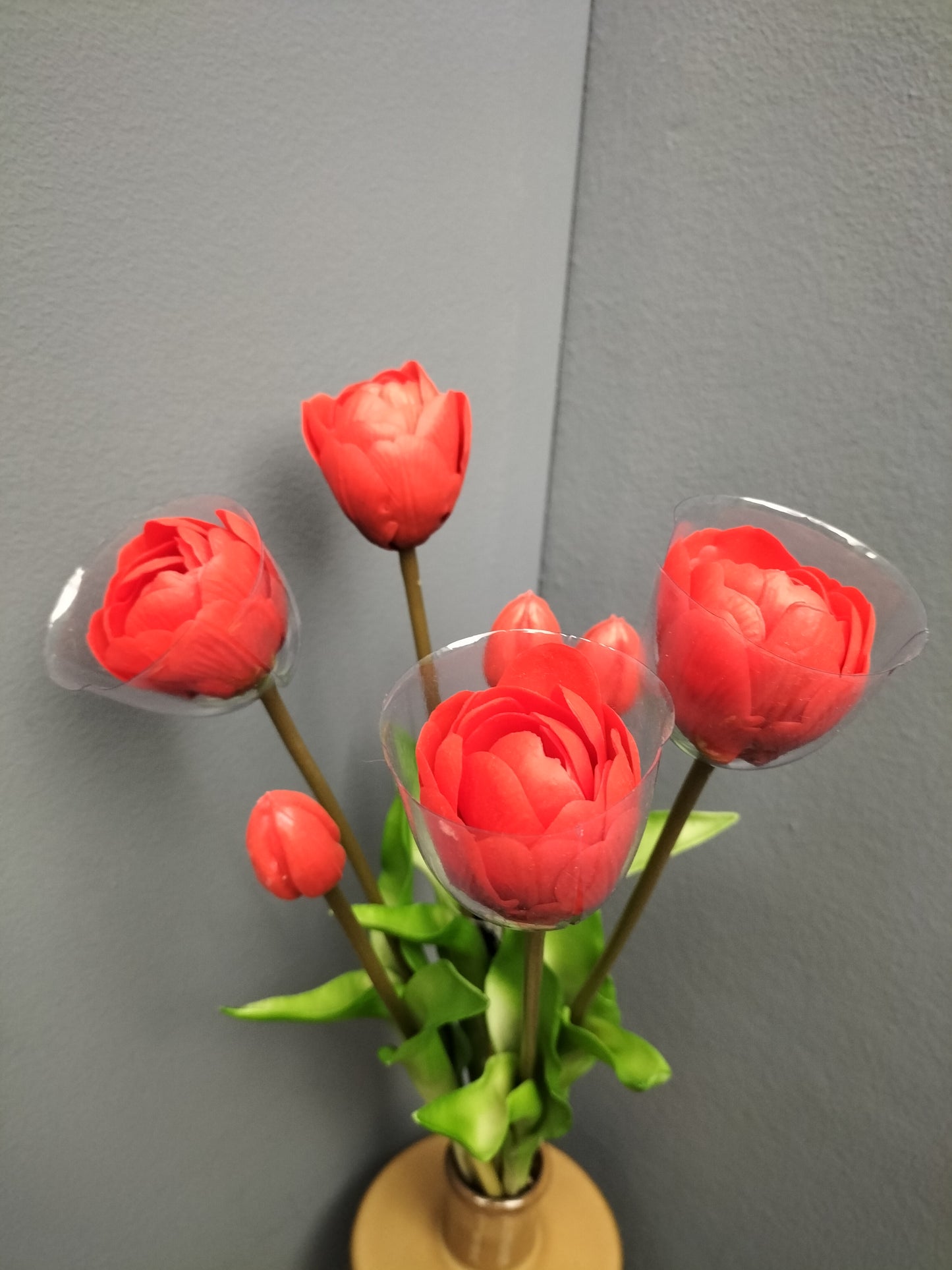 Real touch tulpen - 44cm, 7x, geel, zwart, rood