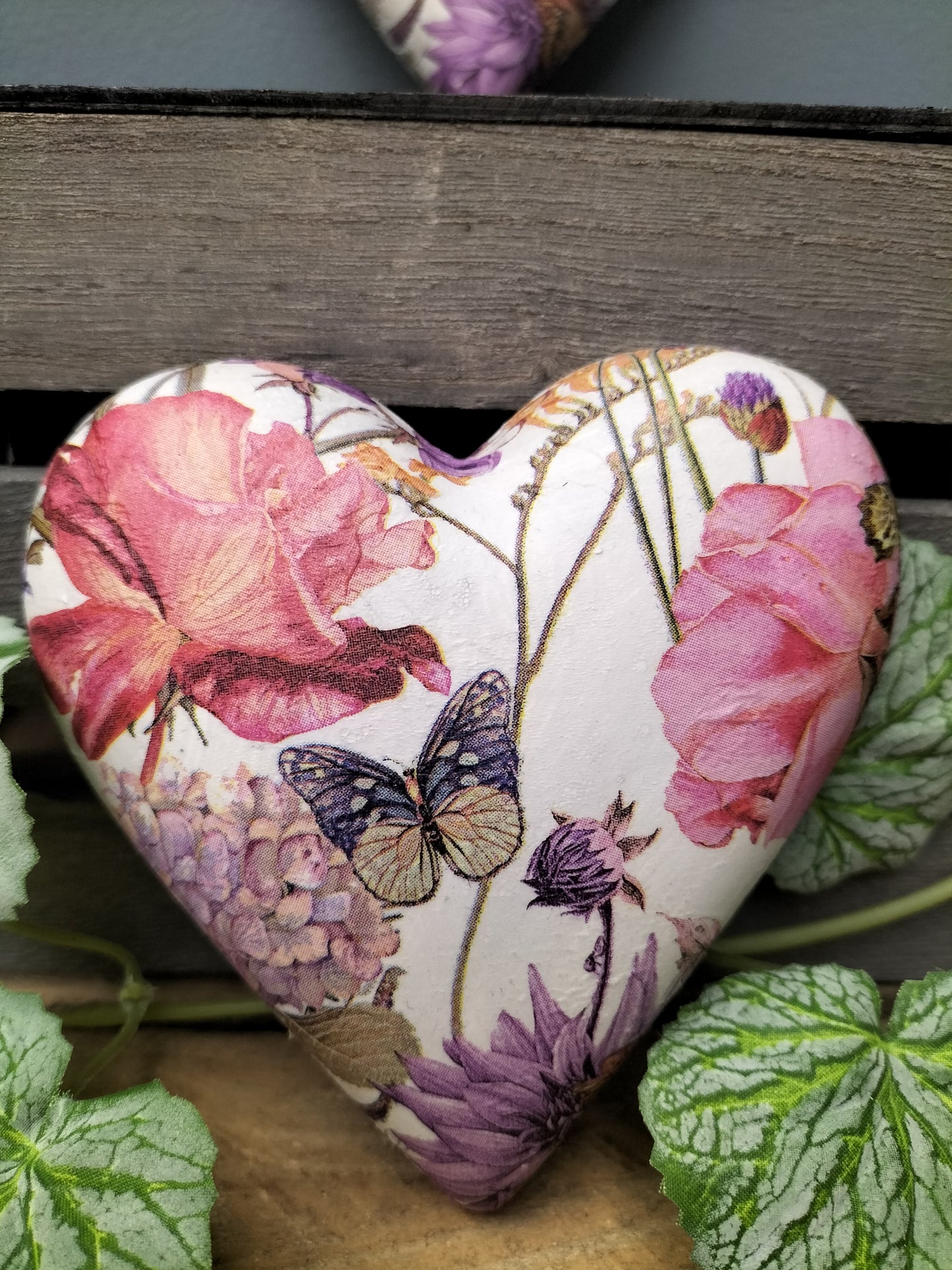 Decoupage hart - pastel vlinder