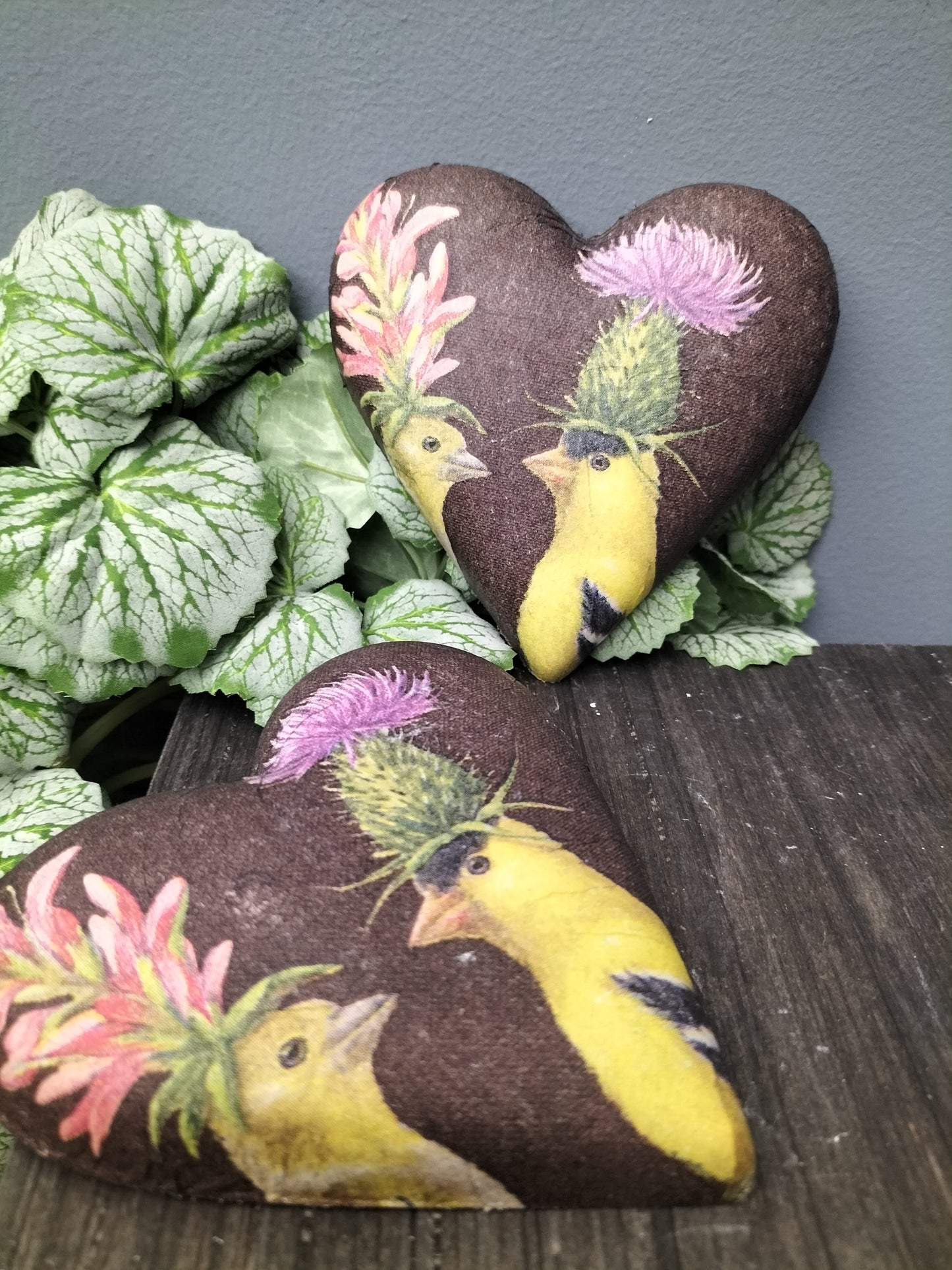 Decoupage hart - vogels met muts