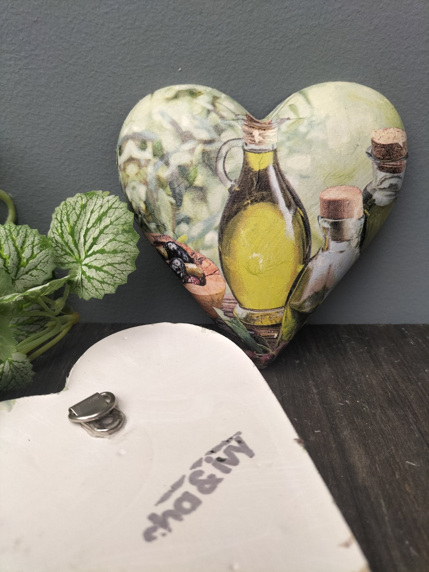 Decoupage hart - olijfolie