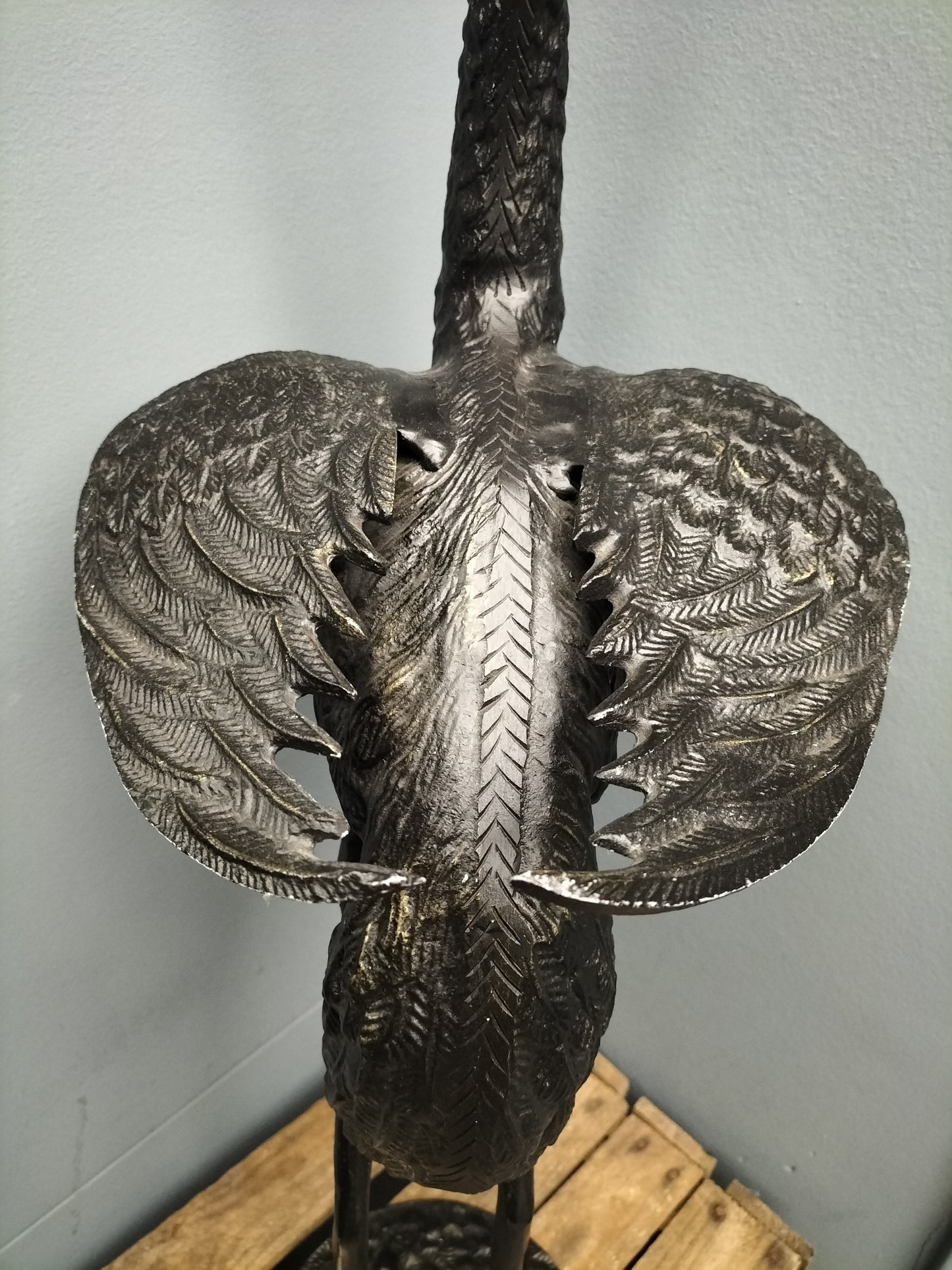 Ornament kraan vogel - aluminium, 85cm x 26cm x 26cm