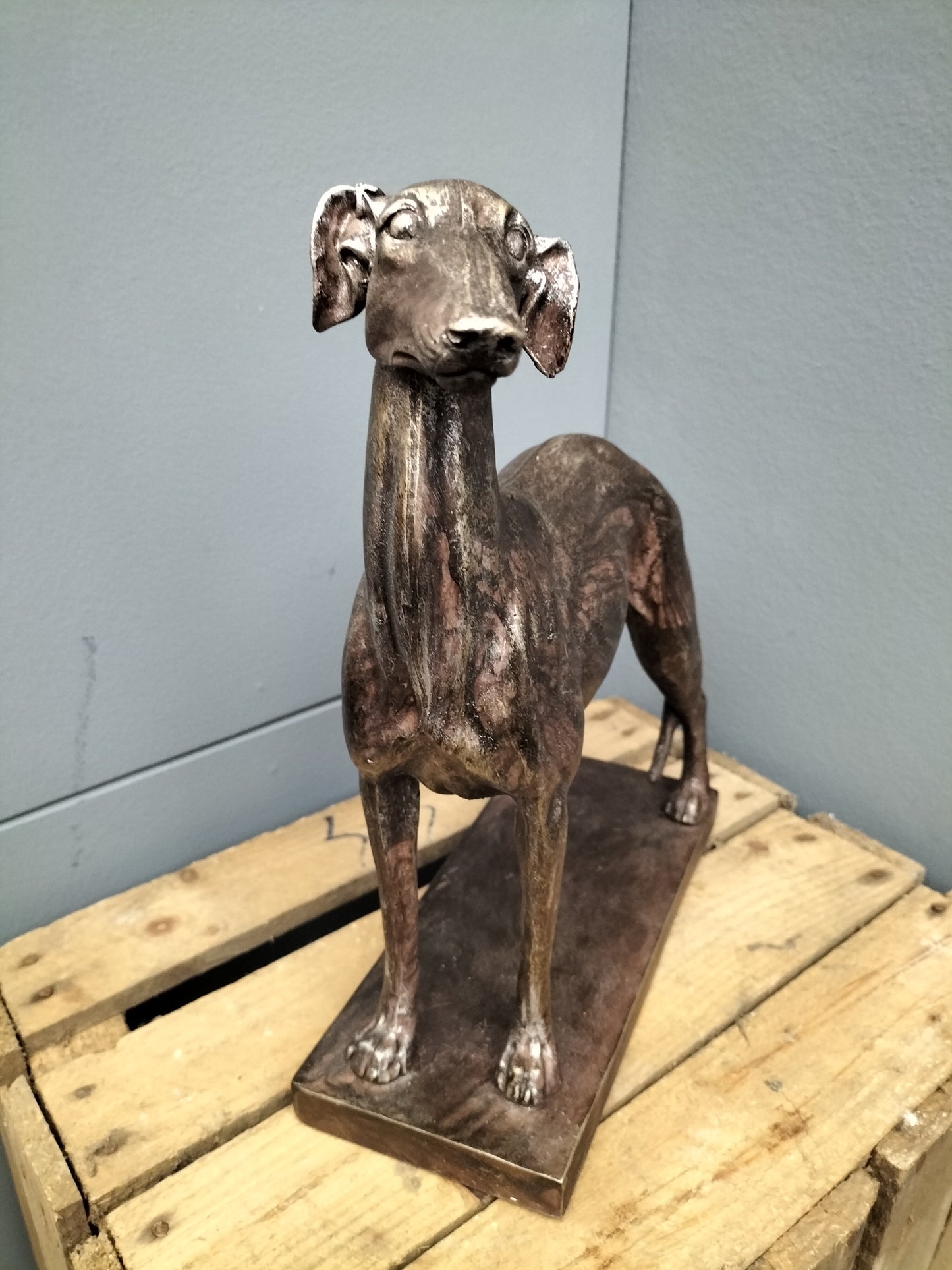 Hazewindhond/ whippet staand - polyresin, 32cm